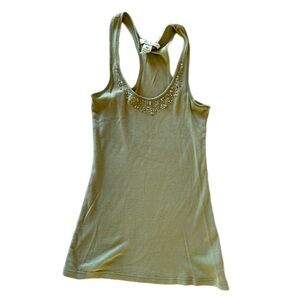 Y2K Aeropostale olive green tank top beaded embellished fitted sexy racerback